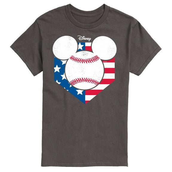 Disney - Americana - Mickey Baseball Flag Diamond - Adult Short Sleeve Graphic T-Shirt