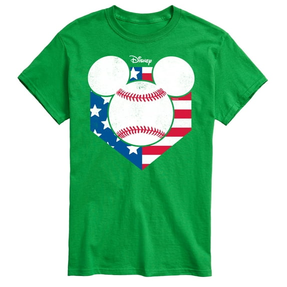 Disney - Americana - Mickey Baseball Flag Diamond - Adult Short Sleeve Graphic T-Shirt