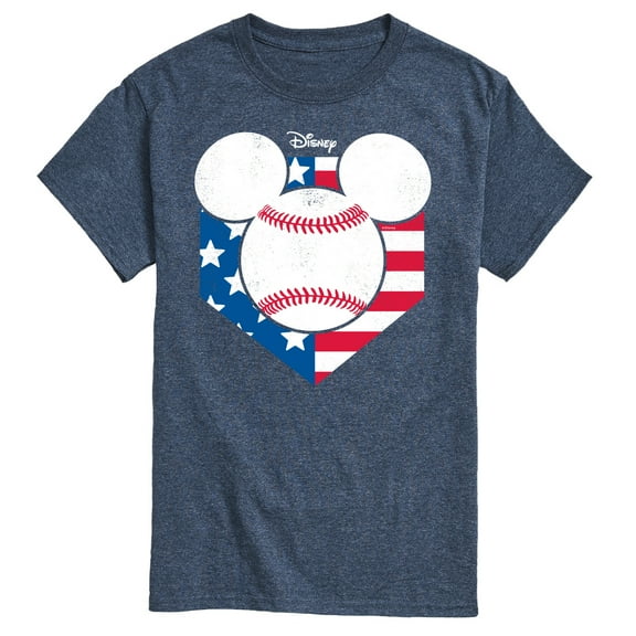Disney - Americana - Mickey Baseball Flag Diamond - Adult Short Sleeve Graphic T-Shirt