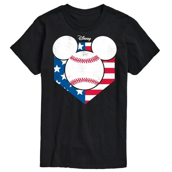 Disney - Americana - Mickey Baseball Flag Diamond - Adult Short Sleeve Graphic T-Shirt