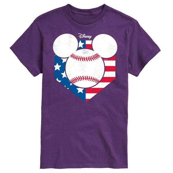 Disney - Americana - Mickey Baseball Flag Diamond - Adult Short Sleeve Graphic T-Shirt