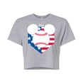 thumbnail image 1 of Disney - Americana - Mickey Baseball Flag Diamond - Juniors Cropped Cotton Blend T-Shirt, 1 of 5