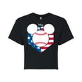thumbnail image 1 of Disney - Americana - Mickey Baseball Flag Diamond - Juniors Cropped Cotton Blend T-Shirt, 1 of 5
