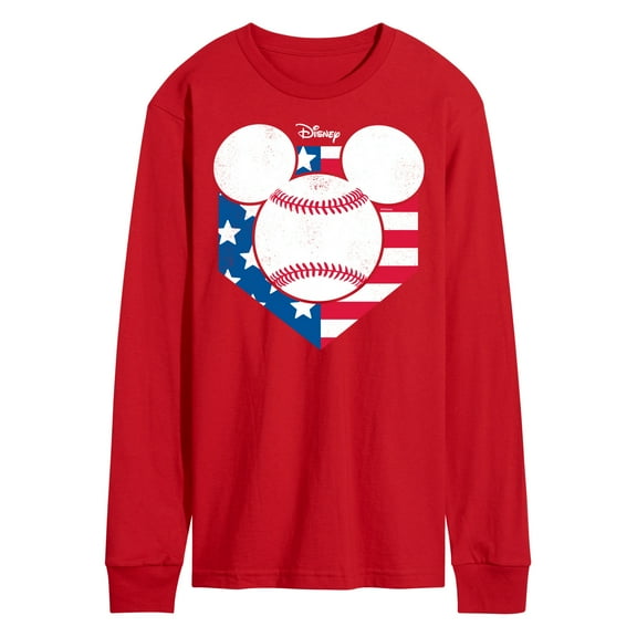 Disney - Americana - Mickey Baseball Flag Diamond - Men's Long Sleeve T-Shirt
