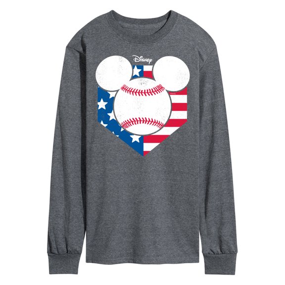 Disney - Americana - Mickey Baseball Flag Diamond - Men's Long Sleeve T-Shirt