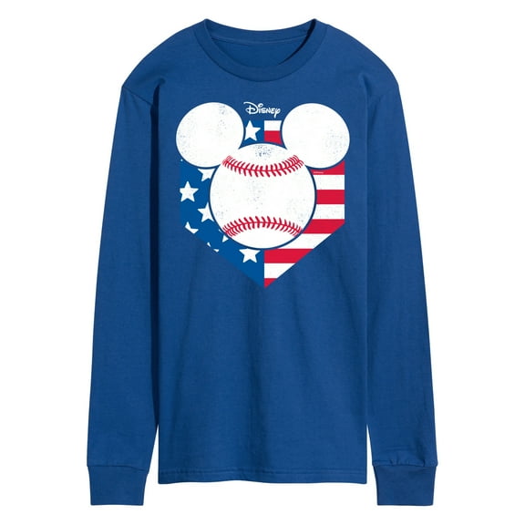 Disney - Americana - Mickey Baseball Flag Diamond - Men's Long Sleeve T-Shirt