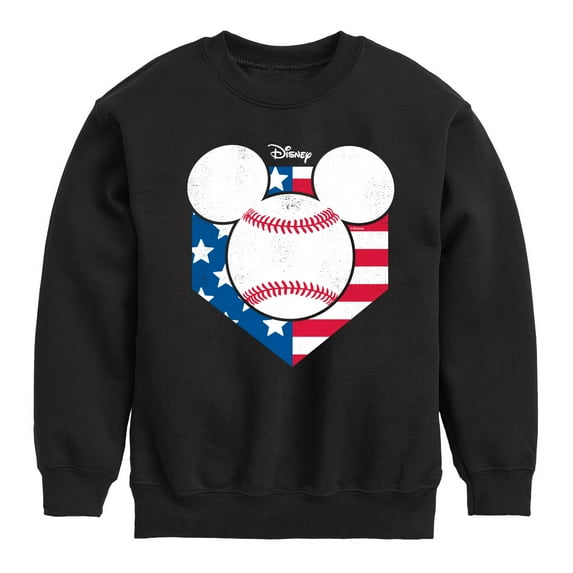 Disney - Americana - Mickey Baseball Flag Diamond - Toddler And Youth Crewneck Fleece Sweatshirt
