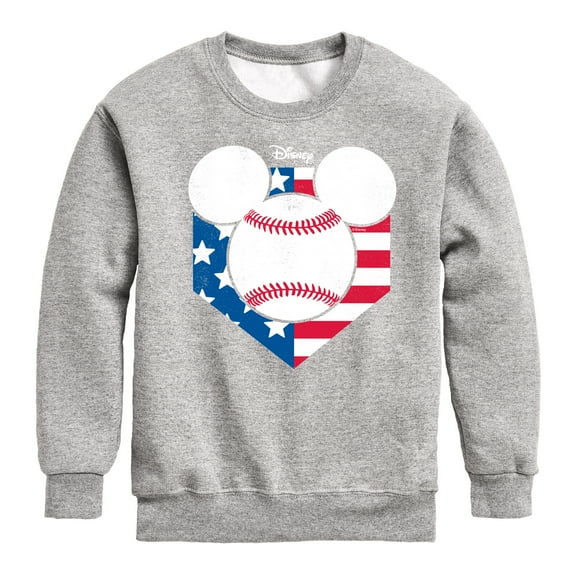 Disney - Americana - Mickey Baseball Flag Diamond - Toddler And Youth Crewneck Fleece Sweatshirt