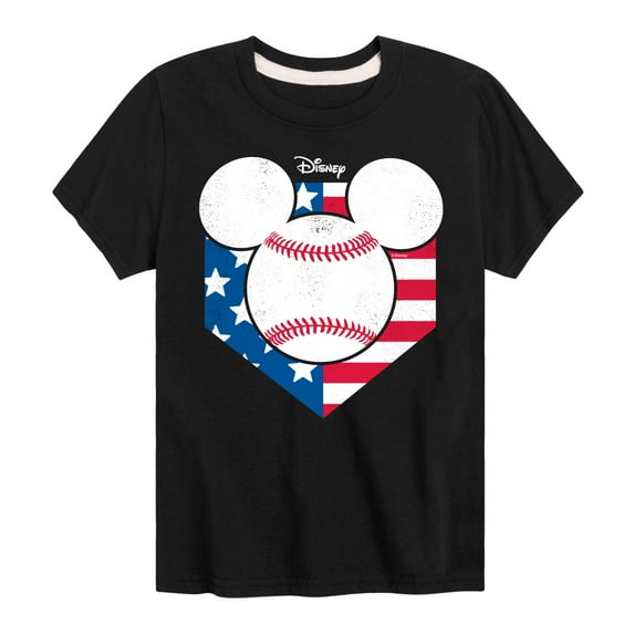 Disney - Americana - Mickey Baseball Flag Diamond - Toddler And Youth Short Sleeve Graphic T-Shirt