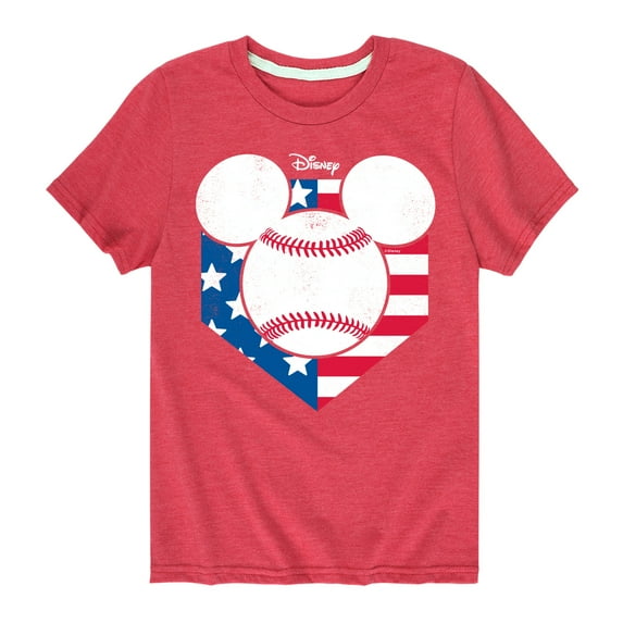 Disney - Americana - Mickey Baseball Flag Diamond - Toddler And Youth Short Sleeve Graphic T-Shirt