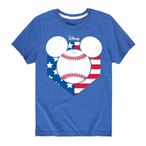 Disney - Americana - Mickey Baseball Flag Diamond - Toddler And Youth Short Sleeve Graphic T-Shirt