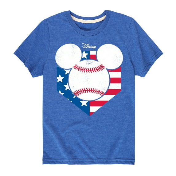 Disney - Americana - Mickey Baseball Flag Diamond - Toddler And Youth Short Sleeve Graphic T-Shirt