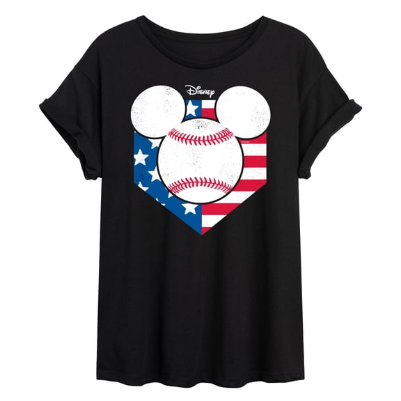 Disney - Americana - Mickey Baseball Flag Diamond - Women's Oversized T-Shirt