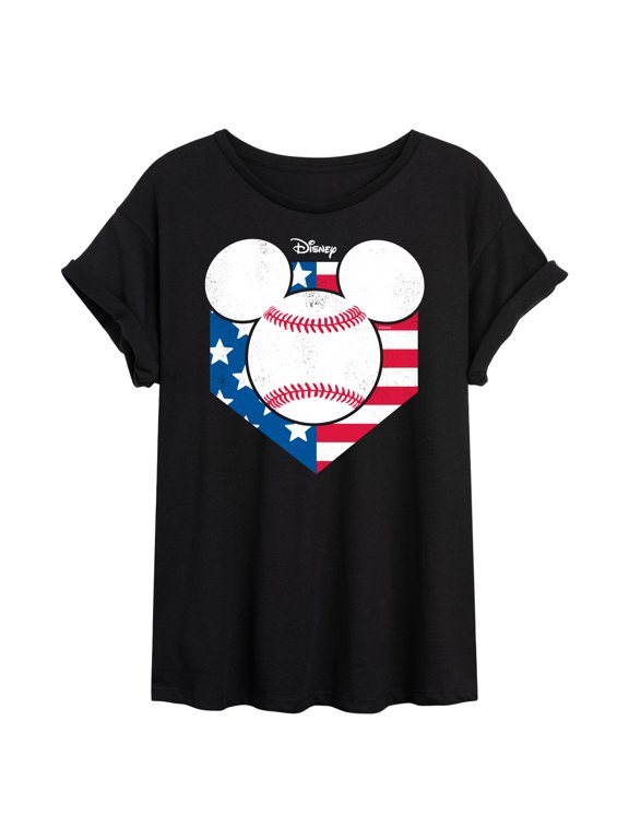 Disney - Americana - Mickey Baseball Flag Diamond - Women's Oversized T-Shirt