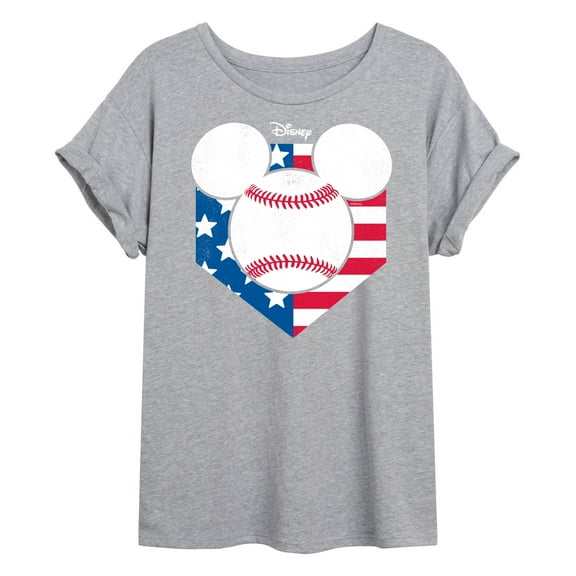 Disney - Americana - Mickey Baseball Flag Diamond - Women's Oversized T-Shirt