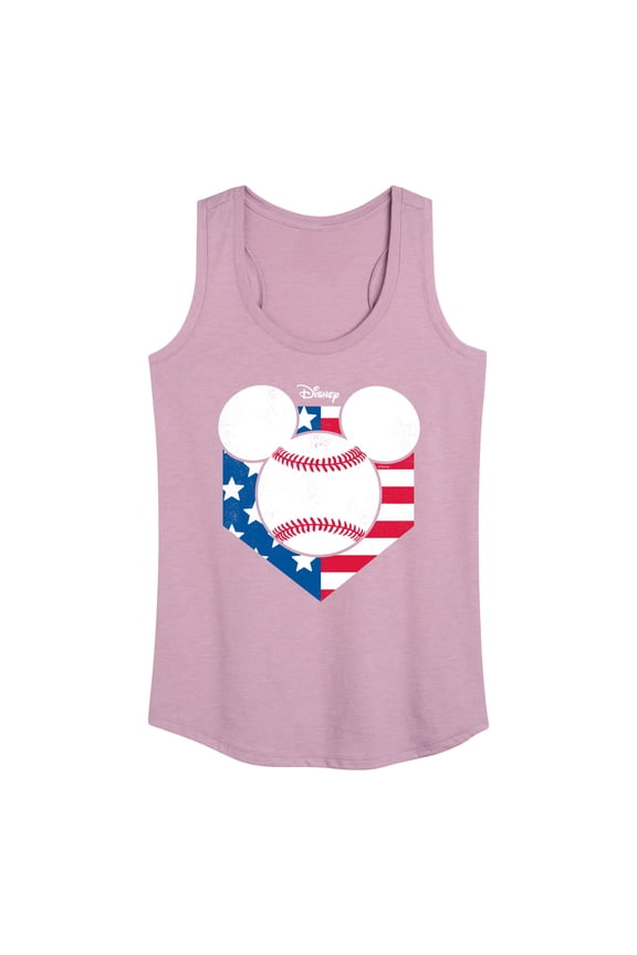 - Americana - Mickey Baseball Flag Diamond - Women's Racerback Tank Top