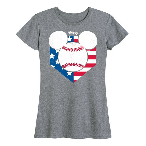 Disney - Americana - Mickey Baseball Flag Diamond - Women's Short Sleeve Graphic T-Shirt