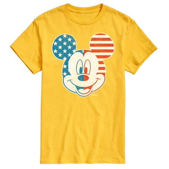 Disney - Americana - Mickey Face Stars And Stripes - Adult Short Sleeve Graphic T-Shirt