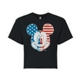 thumbnail image 1 of Disney - Americana - Mickey Face Stars And Stripes - Juniors Cropped Cotton Blend T-Shirt, 1 of 5