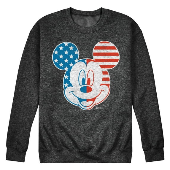 Disney - Americana - Mickey Face Stars And Stripes - Men's Crew Neck Fleece Pullover