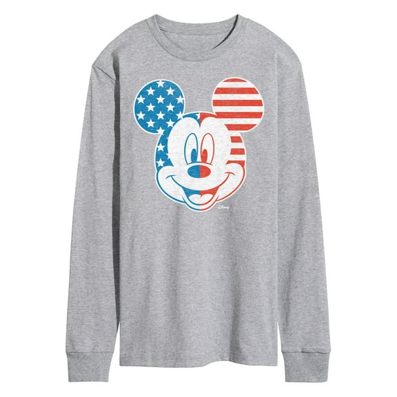 Disney - Americana - Mickey Face Stars And Stripes - Men's Long Sleeve T-Shirt