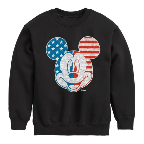 Disney - Americana - Mickey Face Stars And Stripes - Toddler And Youth Crewneck Fleece Sweatshirt