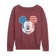 thumbnail image 1 of Disney - Americana - Mickey Face Stars And Stripes - Women's Lightweight French Terry Long Sleeve Shirt, 1 of 5
