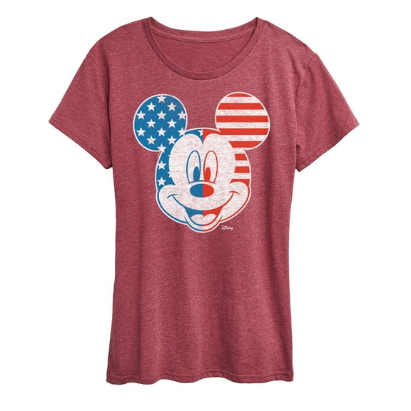 Disney - Americana - Mickey Face Stars And Stripes - Women's Short Sleeve Graphic T-Shirt