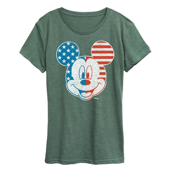 Disney - Americana - Mickey Face Stars And Stripes - Women's Short Sleeve Graphic T-Shirt