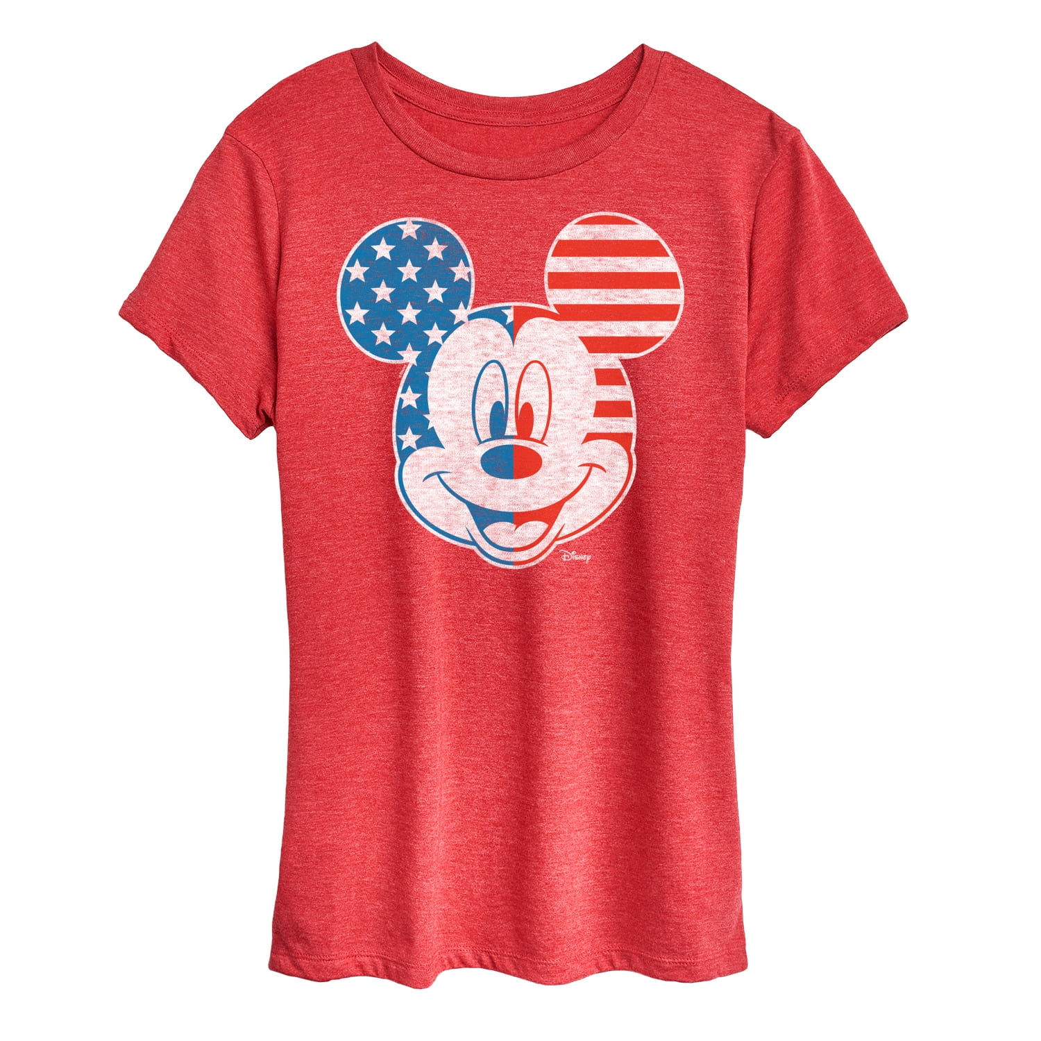 Disney Americana Mickey Face Stars And Stripes Women's Short Sleeve Graphic TShirt