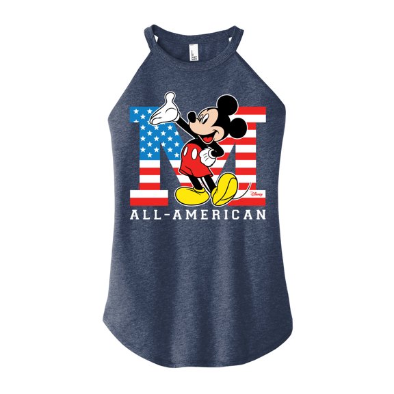 Disney - Americana - Mickey Flag All American - Juniors High Neck Tank Top
