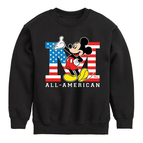 Disney - Americana - Mickey Flag All American - Toddler And Youth Crewneck Fleece Sweatshirt