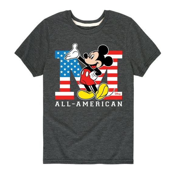 Disney - Americana - Mickey Flag All American - Toddler And Youth Short Sleeve Graphic T-Shirt
