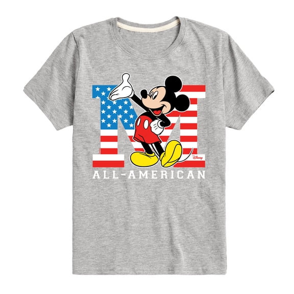 Disney - Americana - Mickey Flag All American - Toddler And Youth Short Sleeve Graphic T-Shirt