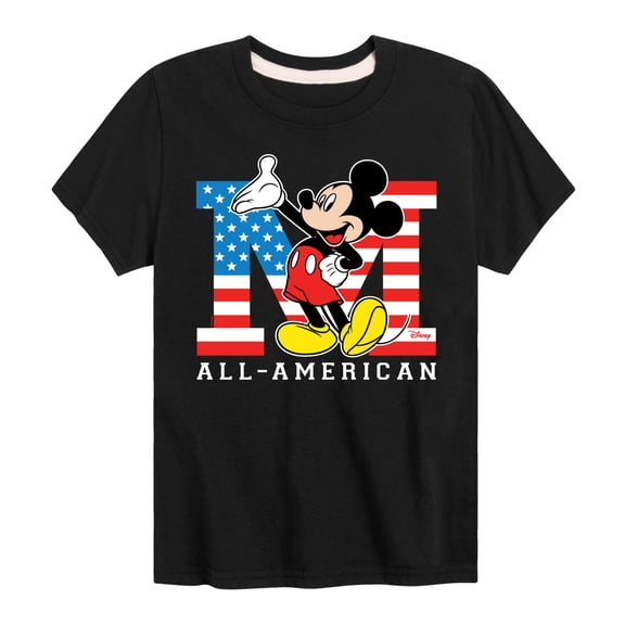 Disney - Americana - Mickey Flag All American - Toddler And Youth Short Sleeve Graphic T-Shirt