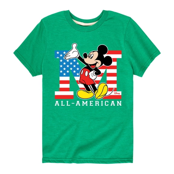 Disney - Americana - Mickey Flag All American - Toddler And Youth Short Sleeve Graphic T-Shirt