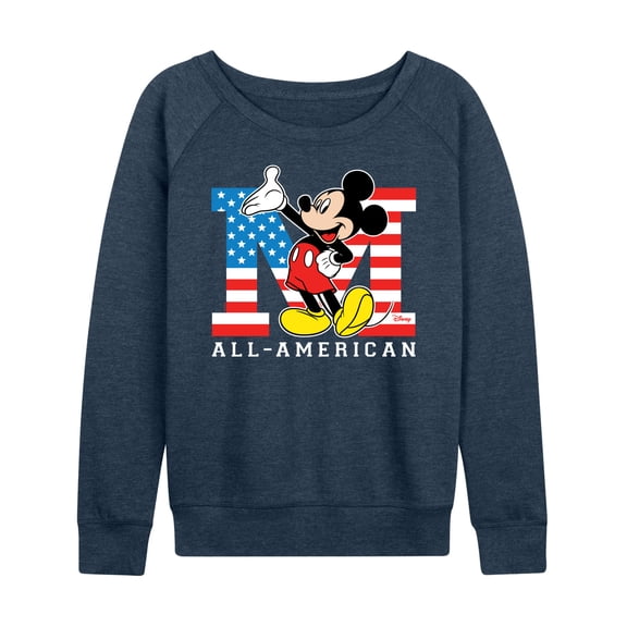 Disney - Americana - Mickey Flag All American - Women's Lightweight French Terry Long Sleeve Shirt