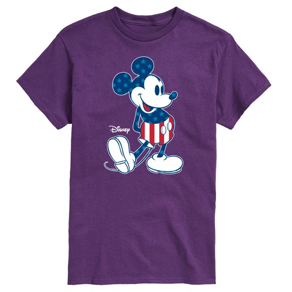 Disney - Americana - Mickey Flag Pattern - Adult Short Sleeve Graphic T-Shirt