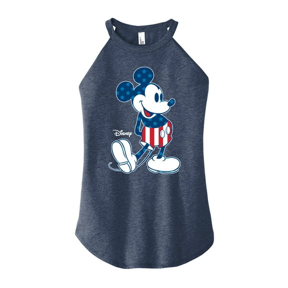 Disney - Americana - Mickey Flag Pattern - Juniors High Neck Tank Top