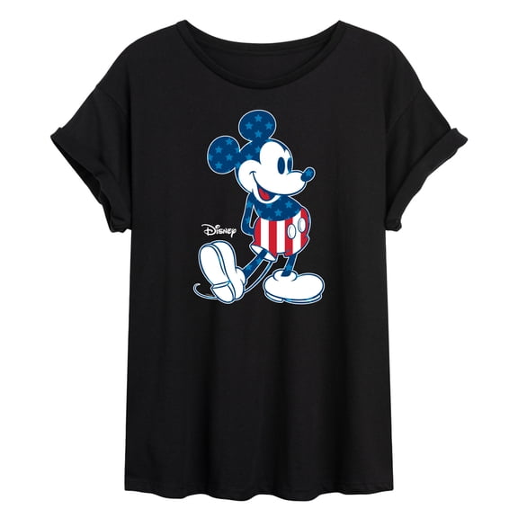 Disney - Americana - Mickey Flag Pattern - Women's Oversized T-Shirt