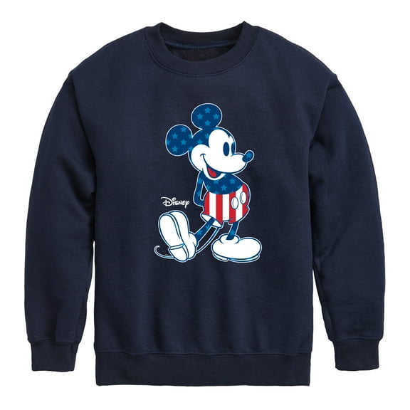 Disney - Americana - Mickey Flag Pattern - Toddler And Youth Crewneck Fleece Sweatshirt