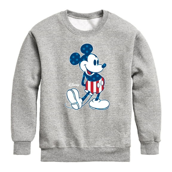 Disney - Americana - Mickey Flag Pattern - Toddler And Youth Crewneck Fleece Sweatshirt
