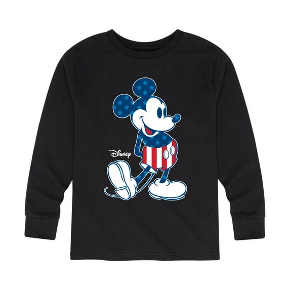 Disney - Americana - Mickey Flag Pattern - Toddler And Youth Long Sleeve Graphic T-Shirt