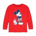 thumbnail image 1 of Disney - Americana - Mickey Flag Pattern - Toddler And Youth Long Sleeve Graphic T-Shirt, 1 of 5