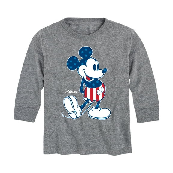 Disney - Americana - Mickey Flag Pattern - Toddler And Youth Long Sleeve Graphic T-Shirt