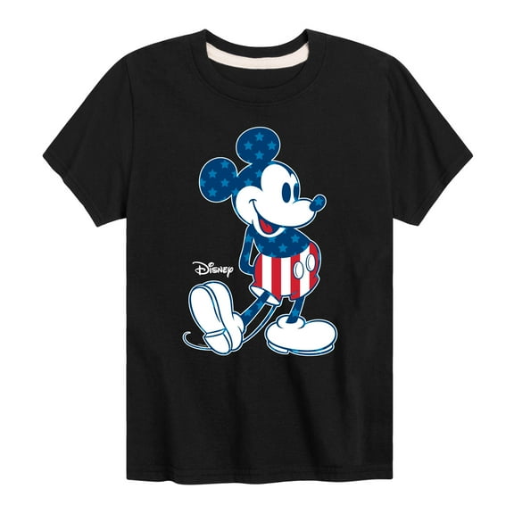 Disney - Americana - Mickey Flag Pattern - Toddler And Youth Short Sleeve Graphic T-Shirt