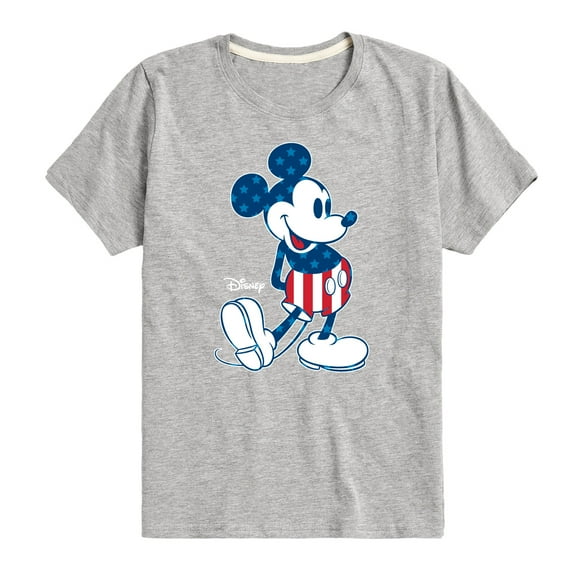 Disney - Americana - Mickey Flag Pattern - Toddler And Youth Short Sleeve Graphic T-Shirt