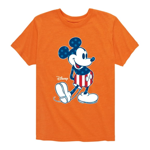 Disney - Americana - Mickey Flag Pattern - Toddler And Youth Short Sleeve Graphic T-Shirt
