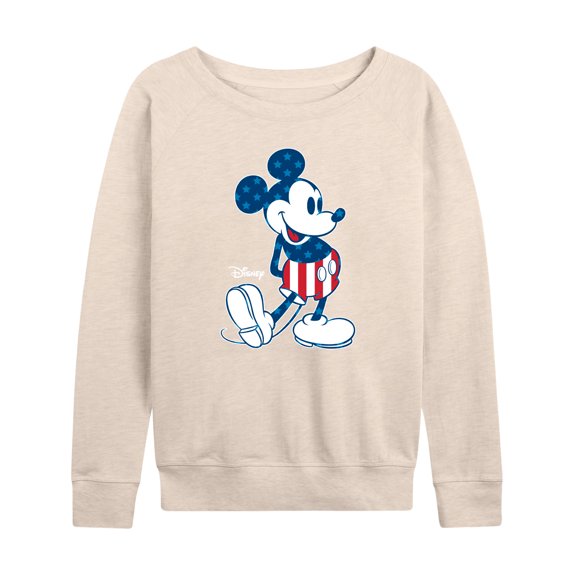 Disney - Americana - Mickey Flag Pattern - Women's Lightweight French Terry Long Sleeve Shirt