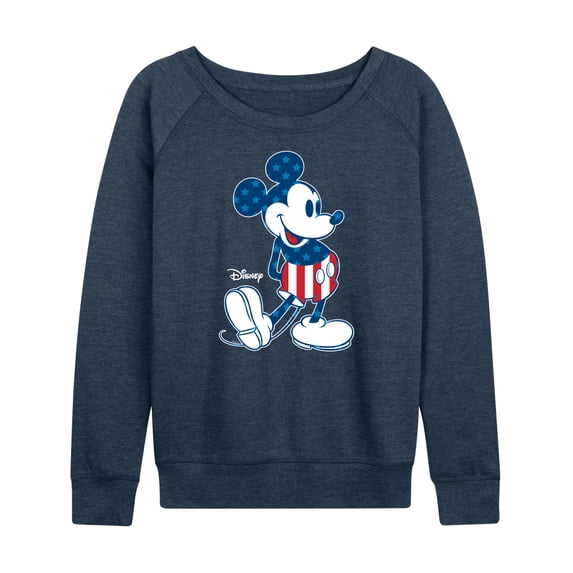 Disney - Americana - Mickey Flag Pattern - Women's Lightweight French Terry Long Sleeve Shirt